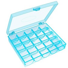 25 Slots Sky Blue Bobbin BoxSewing Machine Bobbin Organizer Plastic CaseTrans...