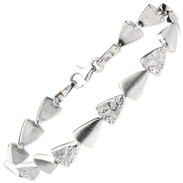 7,7Mm Armband Aus 925 Silber Mattiert & GehäMmert 19Cm Armschmuck Damen-image