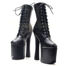 Unisex Platform High Heel Custom Calf/ankle Shoes Lace-up Ankle Boots High Heel