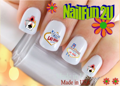 Nail Art 604 IMAGE Welcome to Las Vegas #2 Aces WaterSlide Nail