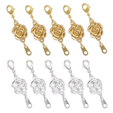10 Sets Rose Magnetic Closures Lobster Clasps Extender Necklace Bracelet Making