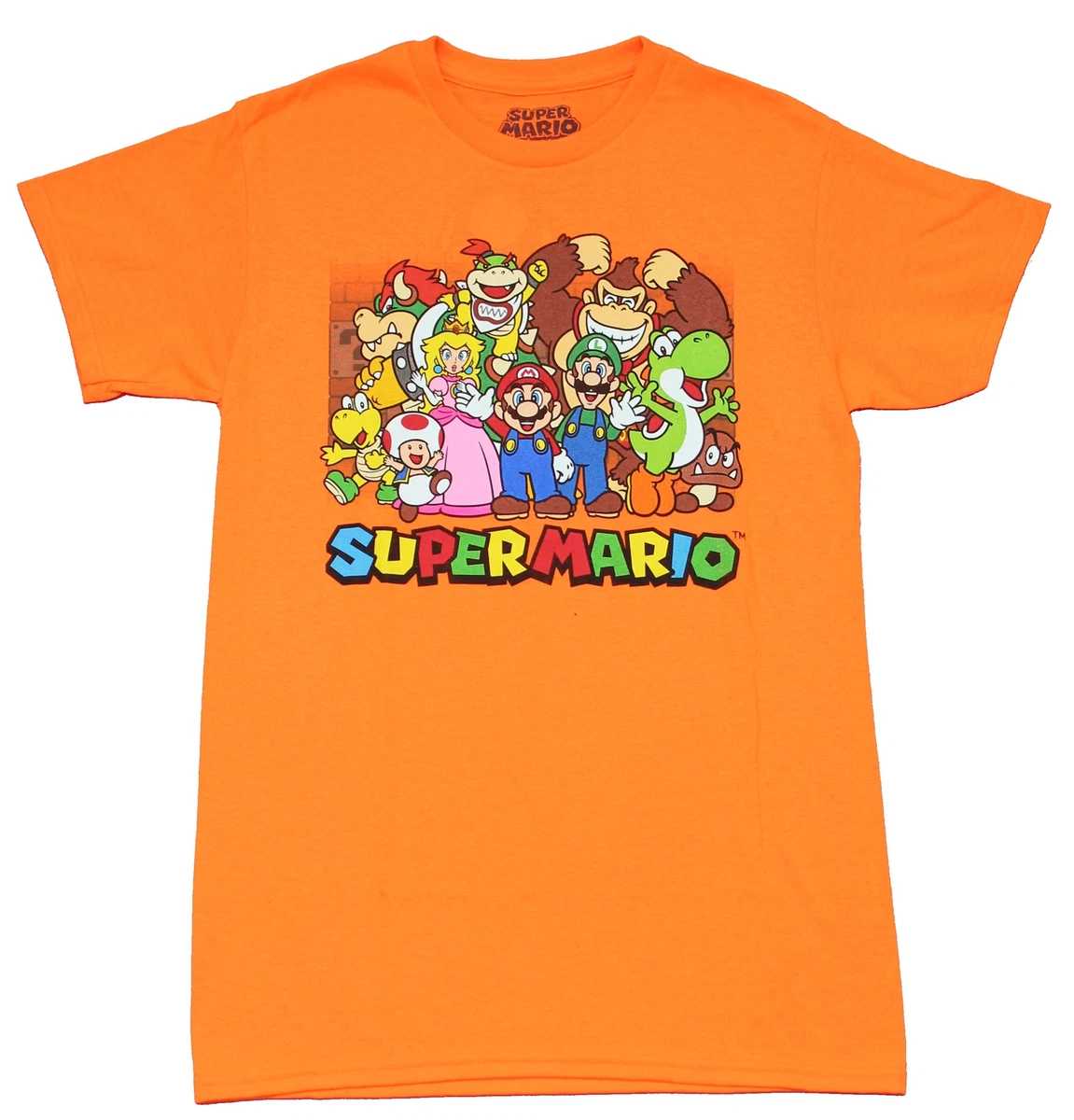 Super Mario Brothers Adult New T Shirt Giant Character Group Over Colorful
