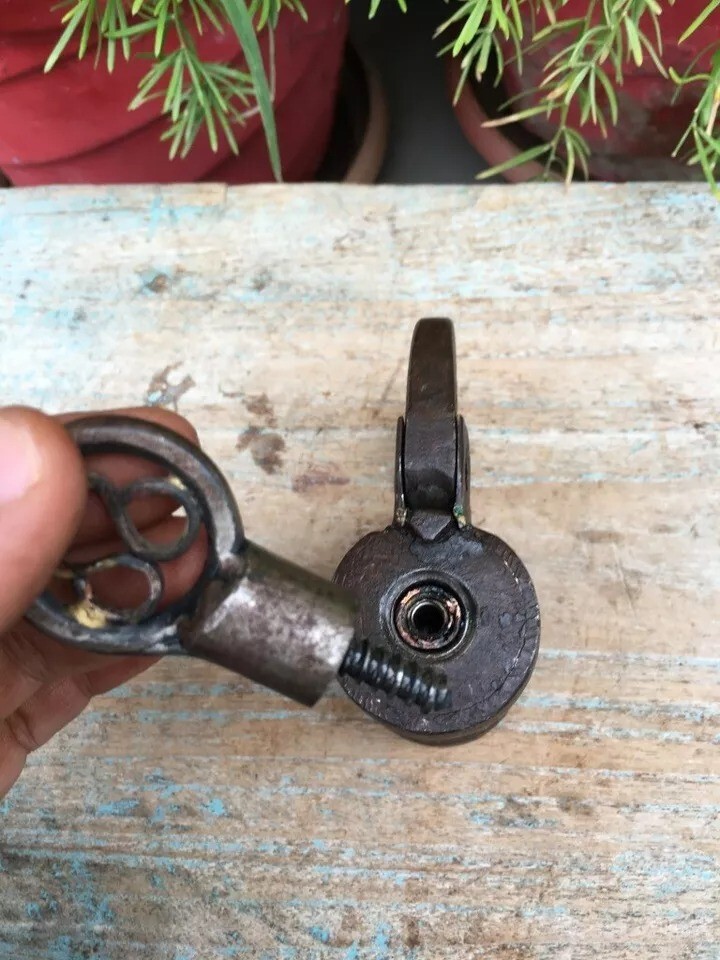 Antique Primitive Indian Hand Forged & Figured Iron Made Rare Design Lock & Key