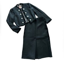 Original Lanz Salzburg 60s Vintage Austrian Wool Felted Scalloped Skirt Set