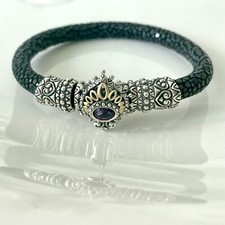 🦋HE Barbara Bixby Diamond Amethyst Peacock Black Stingray Sterling 18K Bracelet