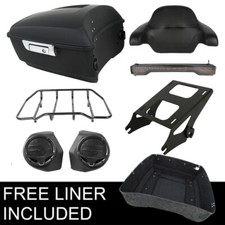 King Trunk Pad Tail Light Rack Speakers Fit For Harley Road Street Glide 14-26
