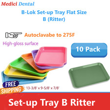 Dental 10 x Pack B-Lok Flat Tray B Ritter Plastic Set Up Trays, Multiple Colors