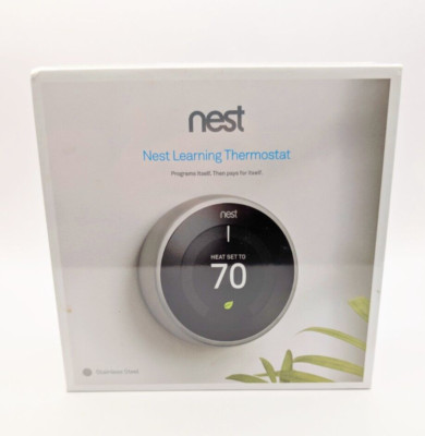 SEALED Google Nest 3rd Generation Learning Thermostat T3007ES Stainless Steel