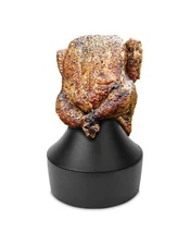 76633 Cast Iron Beer Can Chicken Stand Garlic Roaster and Flavor Infuser Black
