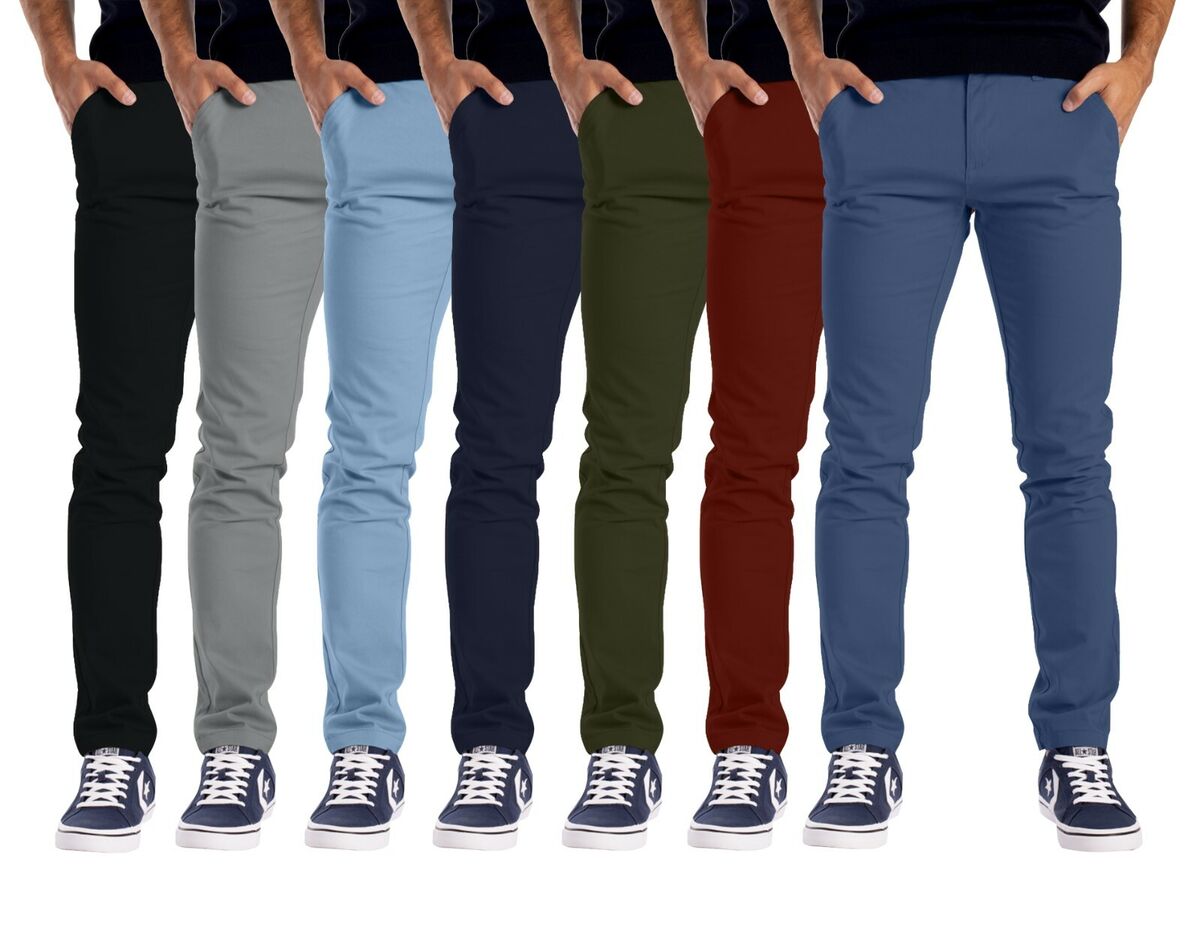 Mens Chino Trousers Slim Fit Stretch Full Pants Casual Jeans Mens Chino Trousers Slim Fit Stretch Full Pants Casual Jeans