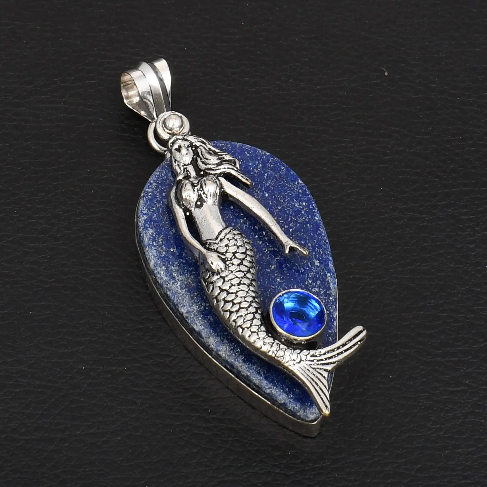 Lapis Lazuli Tanzanite Gemstone Ethnic Mermaid Pendant Jewelry 2.84
