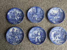 6 x Enoch Wedgwood Coasters, Pedlar Sailor Farmer Huntsman Soldier Game Keeper