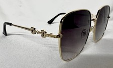 Gucci Women's Gold And Gray Oversize Round Sunglasses Free Shipping  