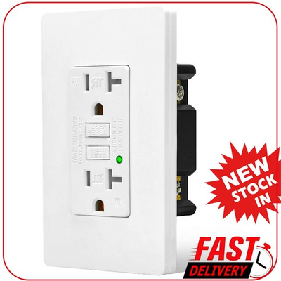 #ad 20 Amp GFI Outlet Duplex receptacle Ground Fault Circuit Interrupter TR WR White $10.17