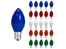25 Pack C7 LED Ceramic Multicolor Replacement Light Bulbs for Christmas Light