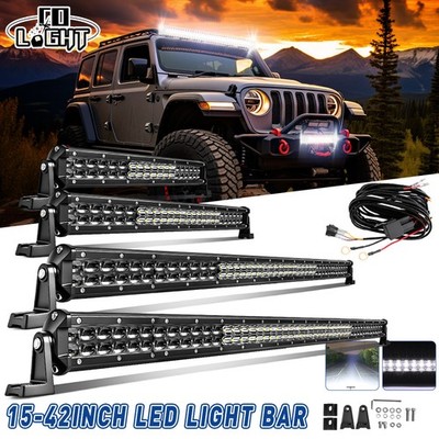 14 52'' Dual-Row LED Lichtbalken 12V Spot Flutlicht Offroad Scheinwerfer Truck