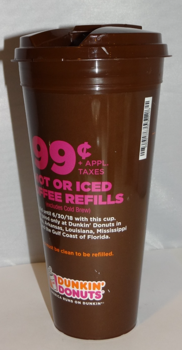 Dunkin Donuts 2018 Brown 99 cent Refill Tumbler Coffee Cup Capitol