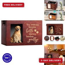Large Wooden Pet Memorial Urn for Dog or Cat Ashes with Photo Frame