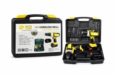 Trapano Avvitatore a Batteria 18V con 2 Batterie + Accessori e Valigetta