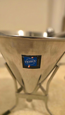 De Buyer Large Stainless Steel Funnel with Stand, Silver, Made in France