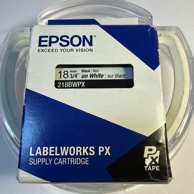 Genuine Epson 218BWPX Black on White PX Tape 18mm - 3/4'' K-Sun 218BW
