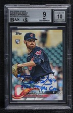 BAS 2018 Topps Update Shane Bieber (Sleeve Patch Visible) #US198 BAS 9 Mint ow6