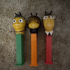 Lot of 3 Bee/Insect PEZ Dispensers - Green, Orange & Red Stems, Animals Theme