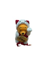Disney Store Winnie the Pooh Maneki Neko Lucky Cat Plush Japan Fortune Bear