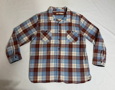 Birdwell Beach Britches Flannel Shirt Mens Large Plaid Button Up Long Sleeves