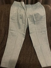 MANGO Men’s Linen Pleated Trousers In Light Blue Size 36 Regular New Never Worn