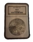 2003 $1 American Silver Eagle NGC MS69 Brown Label
