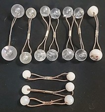 Vintage Ponytail Knockers Balls Hair Tie Twin Beads Lot Of 10 White/Clear USED