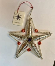 Christopher Radko Twinkle Star  5" Silver Beaded & Wired Ornament 94-360-0