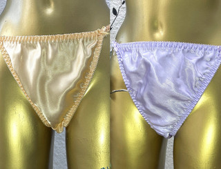 2 pairs lilac gold glossy satin bikini knickers full bum pants M/L