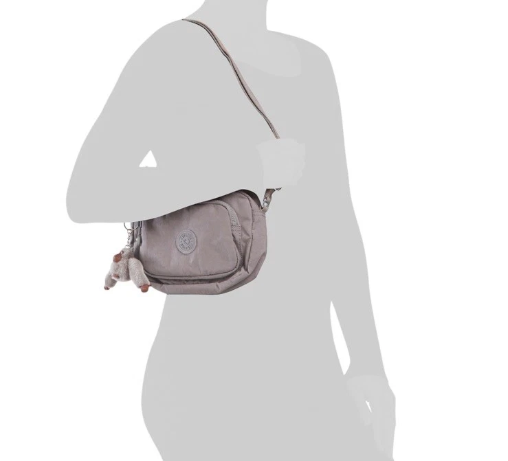Bolso Bandolera Kipling Nylon Huebi Llavero Gorila Incluido Color Gris NUEVO CON ETIQUETAS NUEVO Foto 2 de 4
