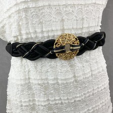 Vintage Leather Shop 90s Velvet Rope Belt w/Gold Metal Buckle
