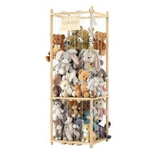 Stuffed Animal Storage  Organizer, Wooden Cute Zoo Toy Holder for Rooms, Pla...