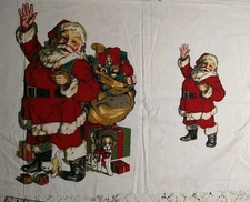 Santa Jolly Saint Nick Fabric Panel 18x22" Red Green Christmas Wamsutta Hallmark