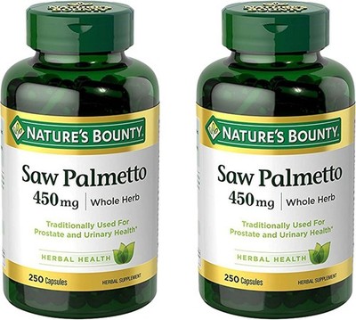 2 PACK Nature's Bounty Saw Palmetto 450 mg, 250 Capsules
