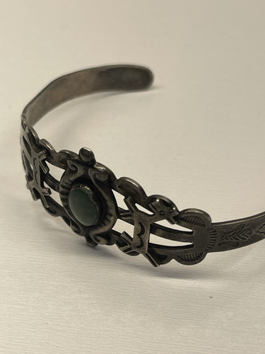Vintage Navajo Turquoise Sterling Silver Native Cuff 15g BEAUTIFUL - Imagen 6 de 16