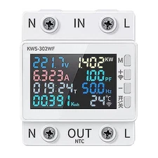 Tuya WiFi Power Meter, Color Screen, 2P, Multifunction AC-9976