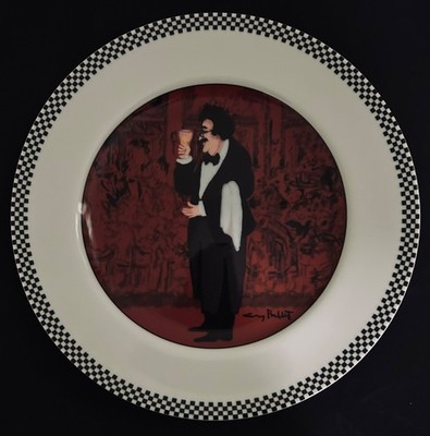 GUY BUFFET ~ Williams Sonoma ~ LES GARCONES ~ Checkered Rim ~ DINNER PLATE #3
