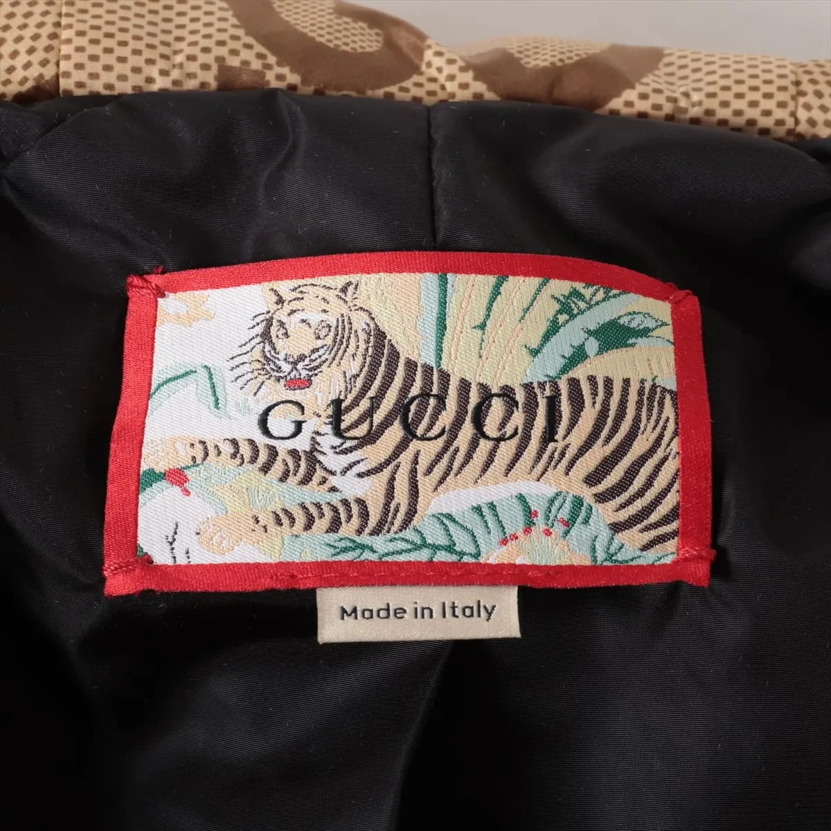 Gucci GG Giacca Nylon 36 Donna Beige 682977 Ricamo Tigre