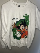 Bioworld Dragon Ball Z Goku  Shenron Oversized Print Unisex Sweatshirt M White