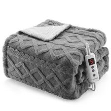 Heated Throw Blanket - Thick Tufted Sherpa Electric Blanket Throw with 10 Hea...