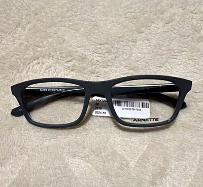 Arnette AN7254 Full Rim Rectangular Plastic Eyeglasses Black 52-17
