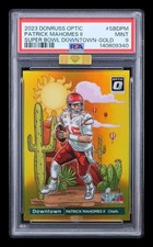 2023 Donruss Optic Downtown Super Bowl Gold Patrick Mahomes PSA 9 MBA Gold