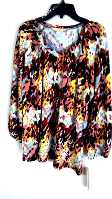 HOPE & HARLOW Size M) Stretch Knit Blouse; Pull-Over & Secure Sleeve Cuffs NWT
