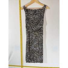 Ann Taylor Sheath Dress Womens 4 Black Leopard Print Ruched Cowl Neck Sleeveless