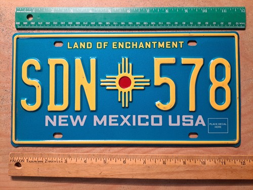 License Plate, New Mexico, Passenger, SDN "Zia" 578